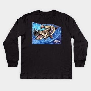 Battle Scarred Muskie Kids Long Sleeve T-Shirt